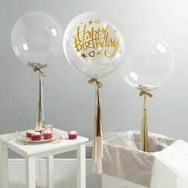 18-Inch Transparent Balloon with Happy Birthday Sticker for Party Decoration - (K. S. )