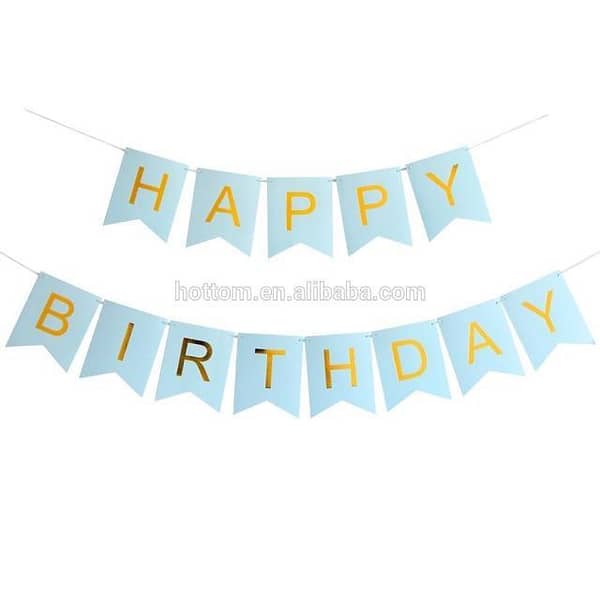 Happy Birthday Banner in black ,pink,light blue,white and rose gold