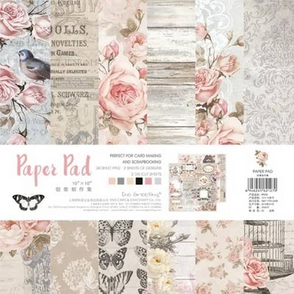 Design #PP006, 10x10inch 24sheets printed patterns scrapbook paper origami paper DIY gift Card Making Handmade Home deco Pattern paper Flower Paper Pack