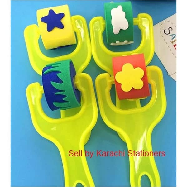 4pcs Creative Flower Star Sponge Roller Paintbrush DIY Painting Tools Kids Toy Mini Seal Educational Toys For Children