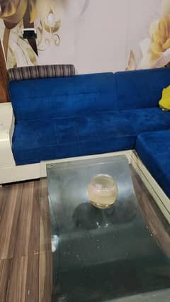 L sofa with table