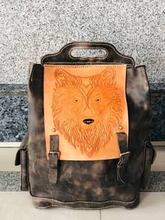 wolf leather backpack