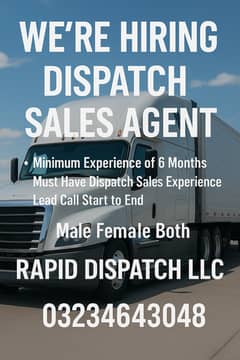 Sales Agents Requied | Trucking Dispatch |Call Center Job| O3234643O48