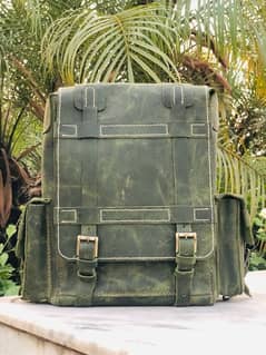 miitary leather bag pack