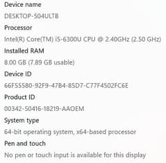 Dell laptop i5 6 generation