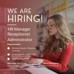 Receptionist (female), HR Manager (Female), Administrator(male)