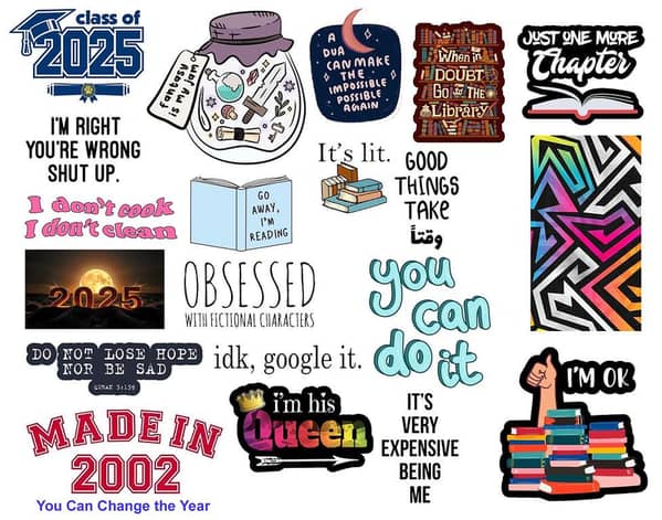 20 Pack Reading Stickers for Laptop and Mobile – Aesthetic Art Stickers for Decorating Various Items