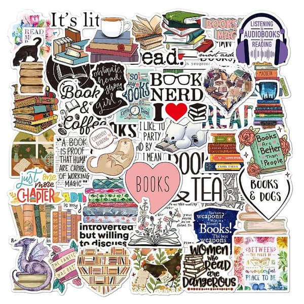 Mix Pack of 10 Reading Stickers for Laptop and Mobile - Aesthetic Art Stickers for Personalizing Your Items