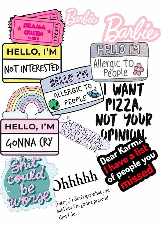 14-Pack Pink Style Girl Stickers for Mobile and Laptop Covers