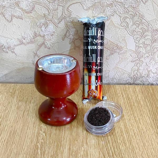 Set of 3: 3-Inch Wooden Burner, Bakhoor Powder (6g), and Charcoal Packet (10 Pieces)