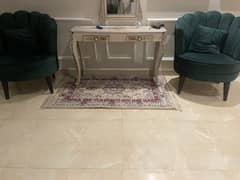 Pair of flower chairs with ottomn