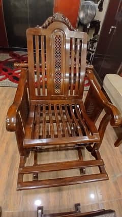 Black Shesham ( Tali ) Rocking Chair with Rocking Stool