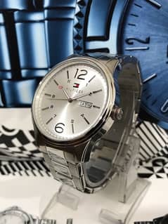 HILFIGER-DAY & DATE-NEW WATCH, ALL STAINLESS STEEL MADE