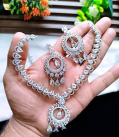 Micro American diamond Necklace with Earrings