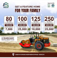 80,125 & 250 sq yd Corner & Park Facing Plot on Easy Installment