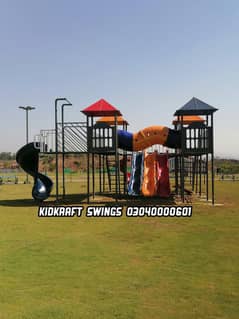 Swings, Slide, Seesaw, Monkey bar, Merry go round, Climber, sofa swing