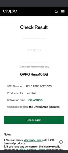 OPPO reno 10 5g with charger