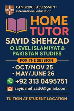 Home Tuition- Olevel Islamiyat and Pakistan Studies