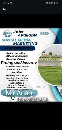 online work available and male or female