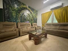 Sofa 7 seater with glass table