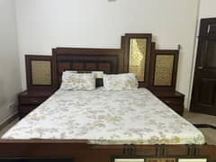 Double bed with dresser (without mattress)