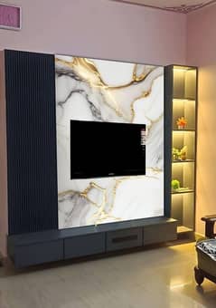 Media wall, Wallpaper, Wooden floor, Panel, Blind, ceiling 03147093270