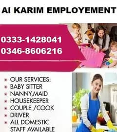 Maids / House Maids / cook / Nanny , chef / Baby Sitter maid available
