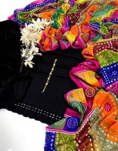3pcs woman's Unstitched chikandri  Embroidered suit