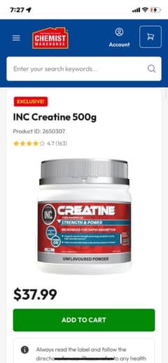 Inc micronised Creatine monohydrate (imported)