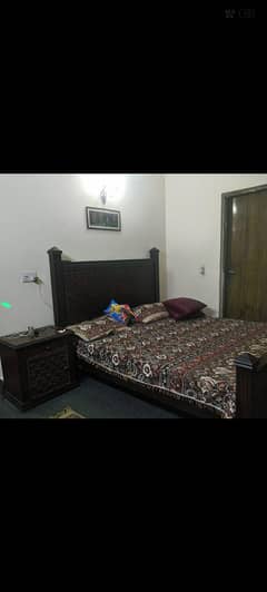 Wooden bed with 2 side table and dressing