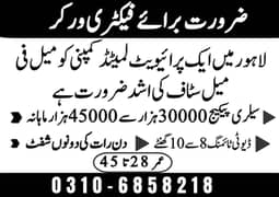 Staff required for male female