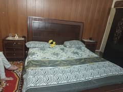 king size wooden double bed with side table without matress for sale