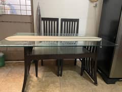 Dining Table with 4 Chairs – Glass Top