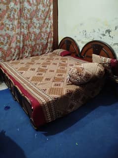 Double bed, used, without mattress