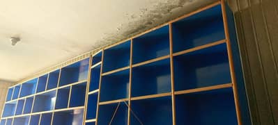 Wooden Display Shelf  Blue, Wall-Fitted
