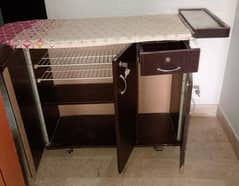 wooden iron stand with shoe racks and drawer