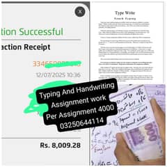 Typing Work And Handwriting Assignment Work Available
