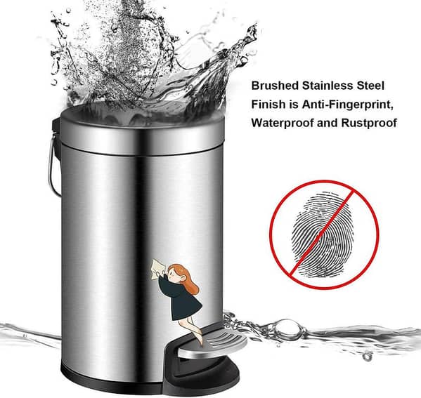 8 LTR Stainless Steel Step-On Garbage Bin with Plastic Inner Bucket for Recycling and Waste Disposal