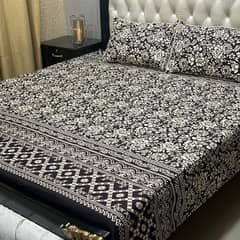 3 Pcs Crystal Cotton Printed Double Bed Sheets