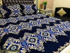 3 Pcs Crystal Cotton Printed Double Bed Sheets