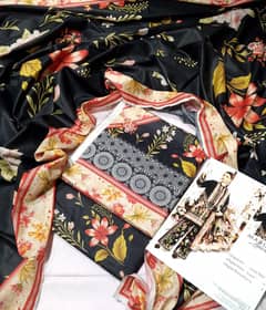 lawn all over printed unstitced 3pc