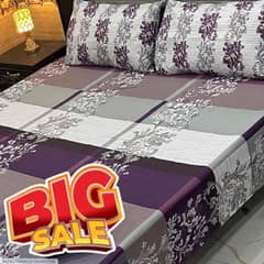 Purple Cotton Double Bed Bedsheet Set – 3 Pcs (90x95 Inches)