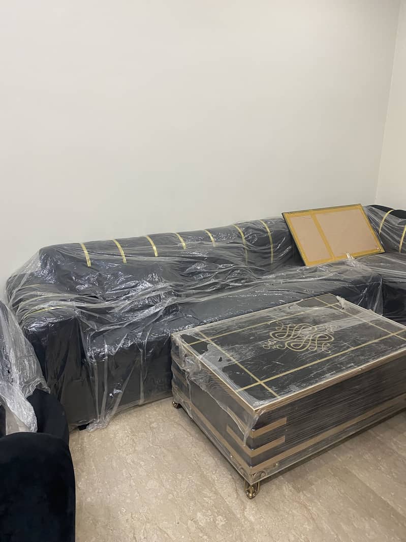L shape sofa with chairs with center table 6