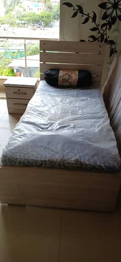 Bed with 1 side table & 1 Mattress for sale