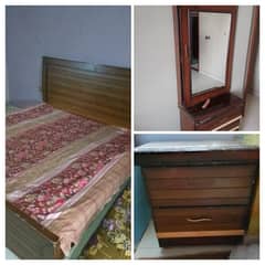 full size double bed with side table and Wardrobe