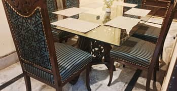 Shesham Wood Big Dining Table with Six Chairs. . URGENT Sale
