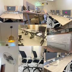 Office Furniture 6 month used Tables, workstations, AC, UPS, Fans