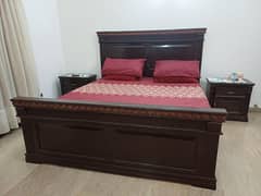 Bed set / wooden bed / side tables dressing / pure wooden
