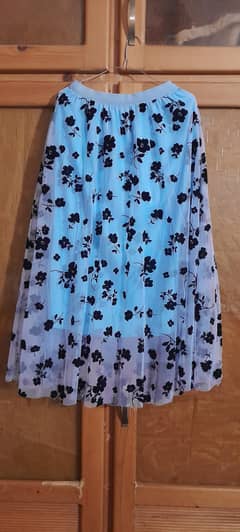 floral midi skirt. . light blue with black flowers. . . formal dress