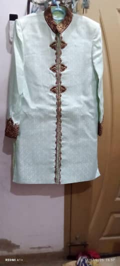 medium size pista colour Sherwani ,Kla, Khusa